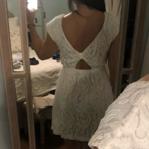 White lace dress with cutout back